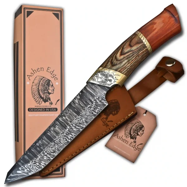 Wood Damascus hunting knife - Image 6