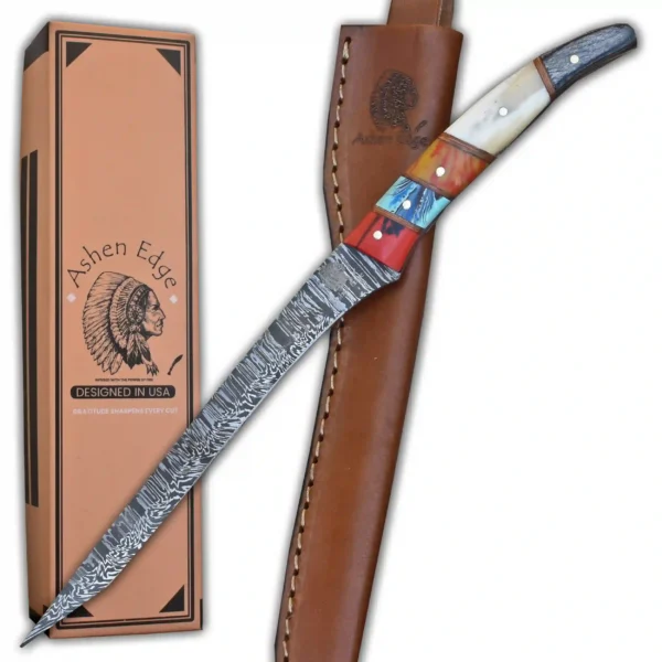 Camel bone Damascus full tang knife - Image 8