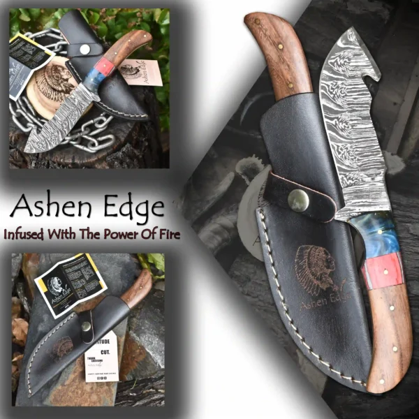 Wood damascus gut hook knife - Image 5