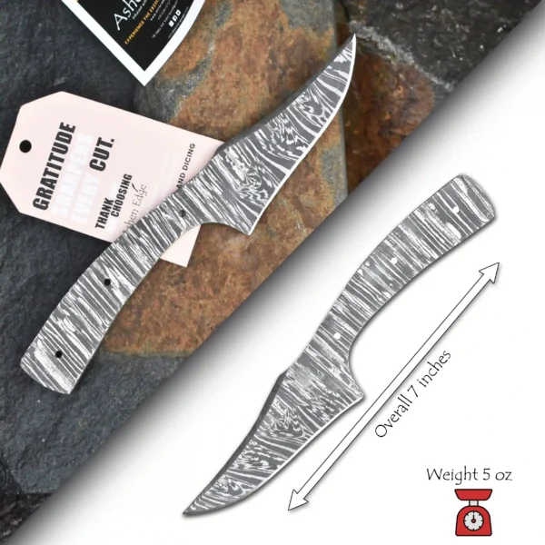 Damascus blank blade knife - Image 6