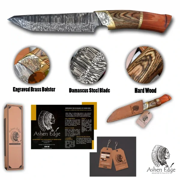 Wood Damascus hunting knife - Image 7