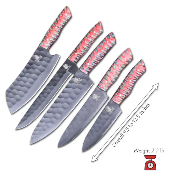 Powder coated wood handle chef knife set - Image 7