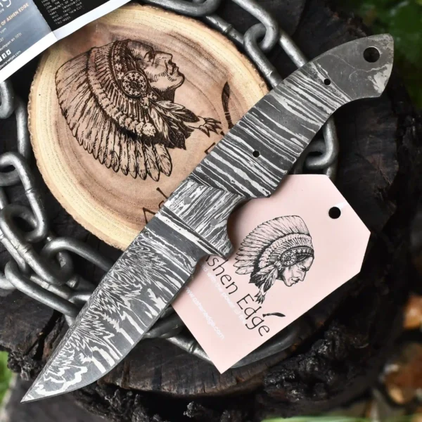 Damascus blank blade knife - Image 2