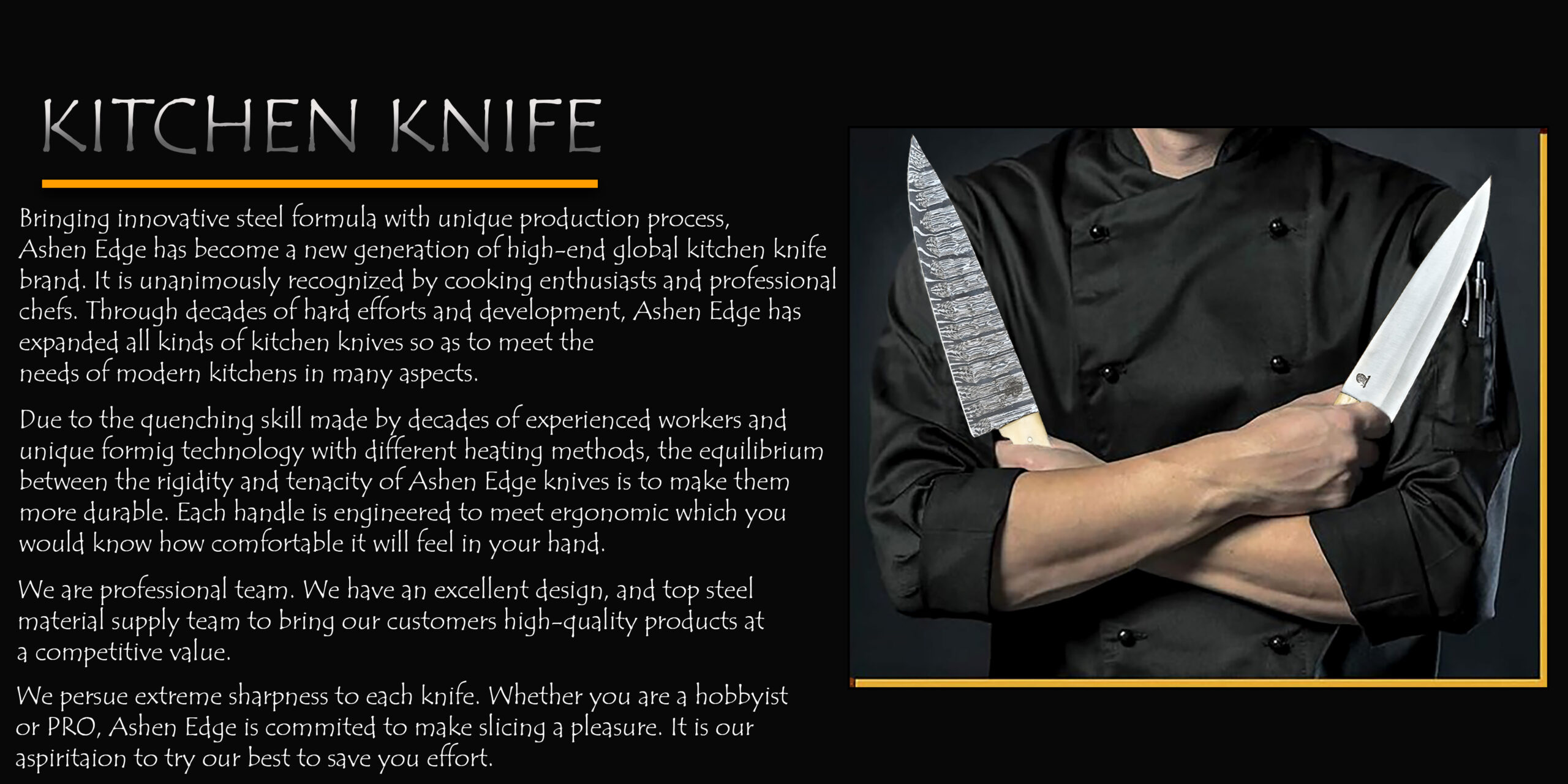 Handmade Damascus Steel Chef Knives by Ashen Edge with Walnut Wood Handles – Premium Knife Set